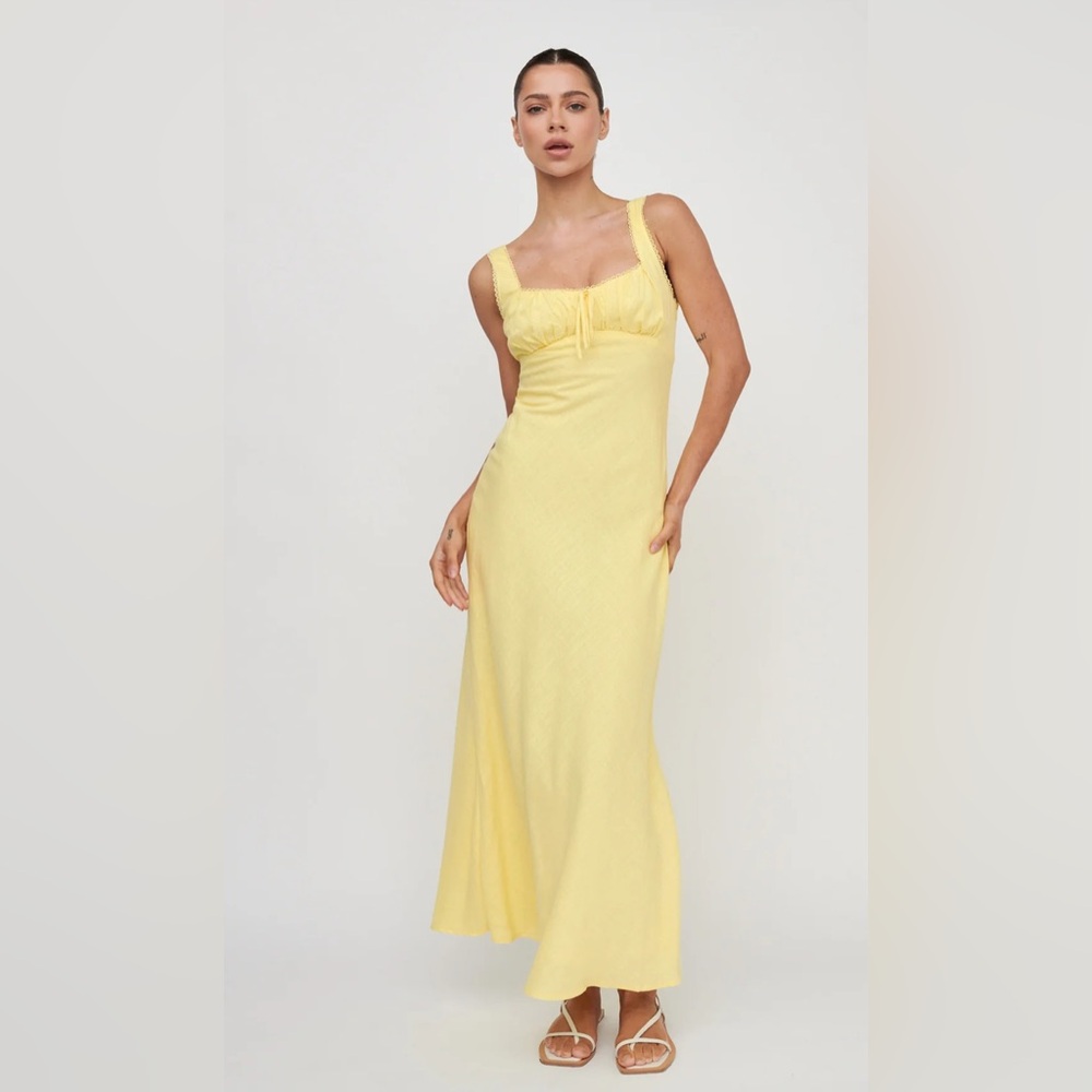 Selfie Leslie Yellow Spaghetti Strap Midi Sundress